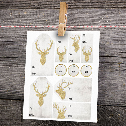 Free Printable Glitter Deer Gift Tags