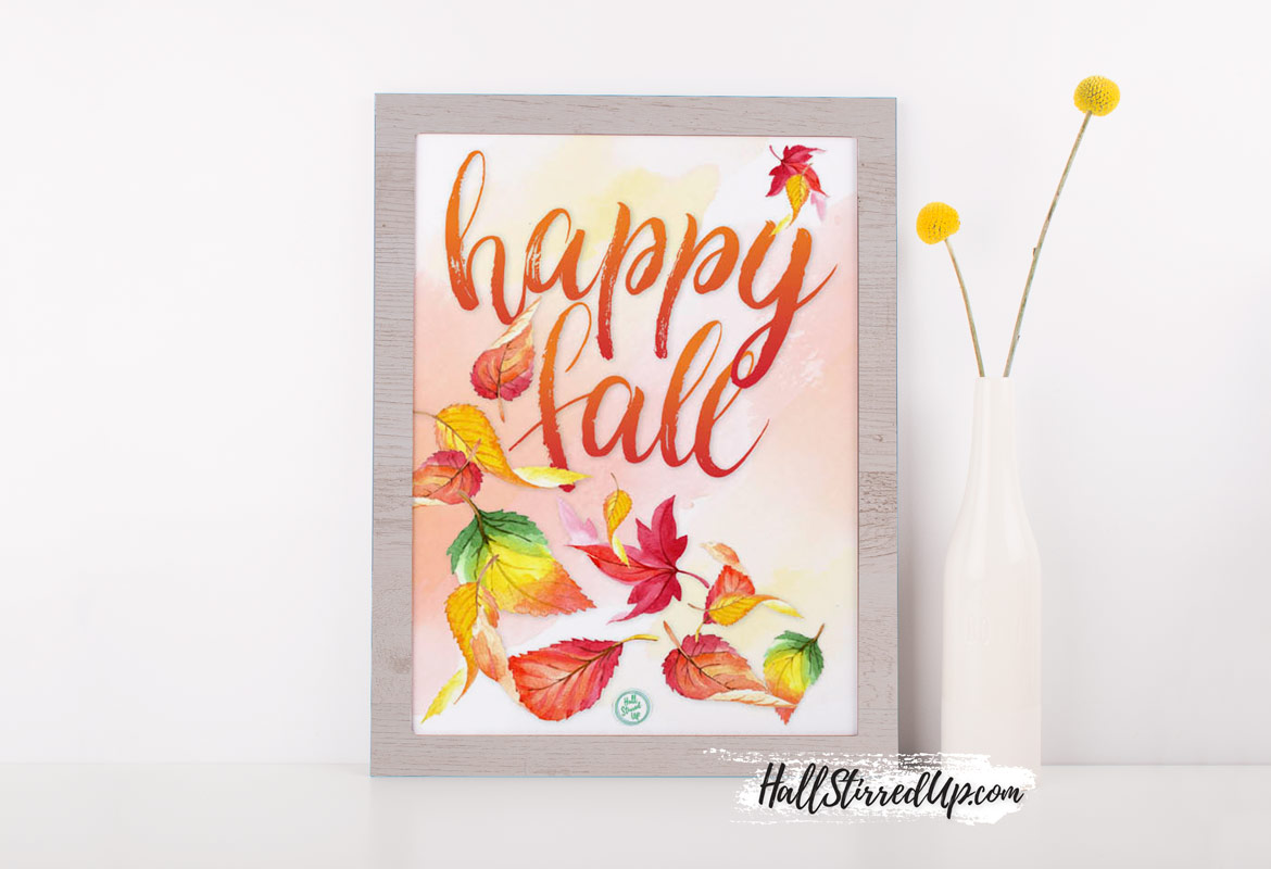 Say Happy Fall with a pretty printable!