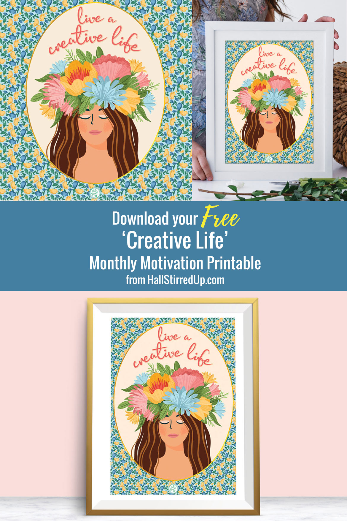 display showing live a creative life printable