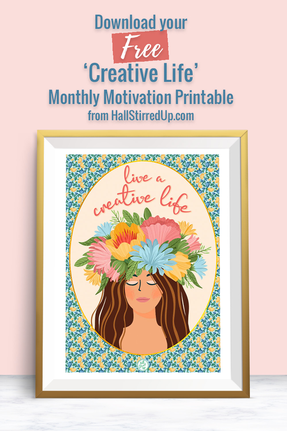 display showing live a creative life printable