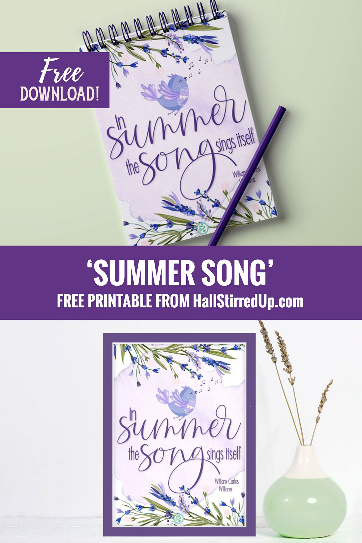 Pretty Summer Song quote and a new free printable