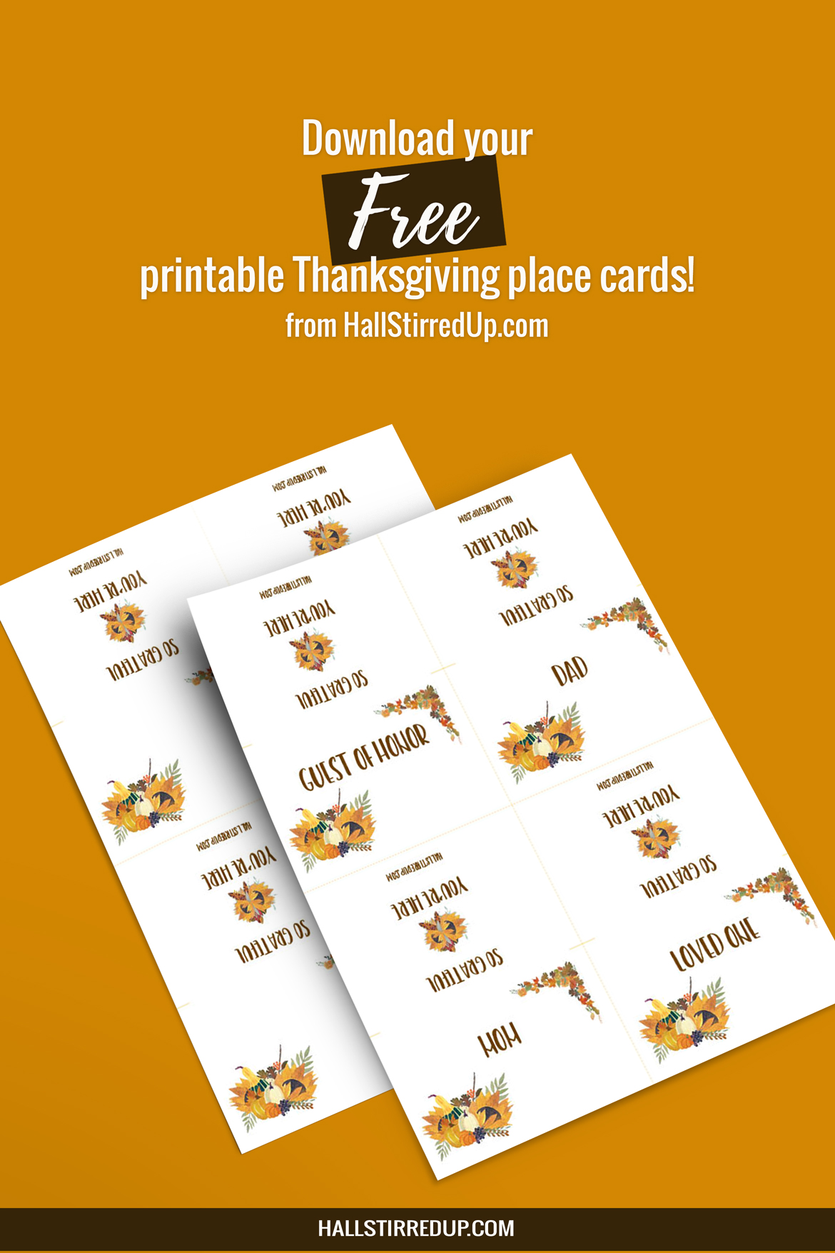 Download your fun and free Thanksgiving place cards