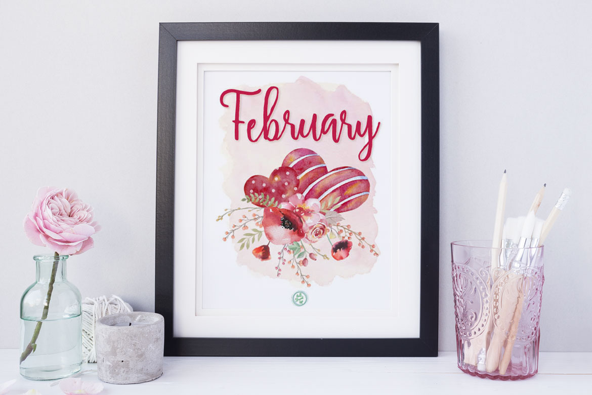 Free for You! February Flowers and Hearts Printable
