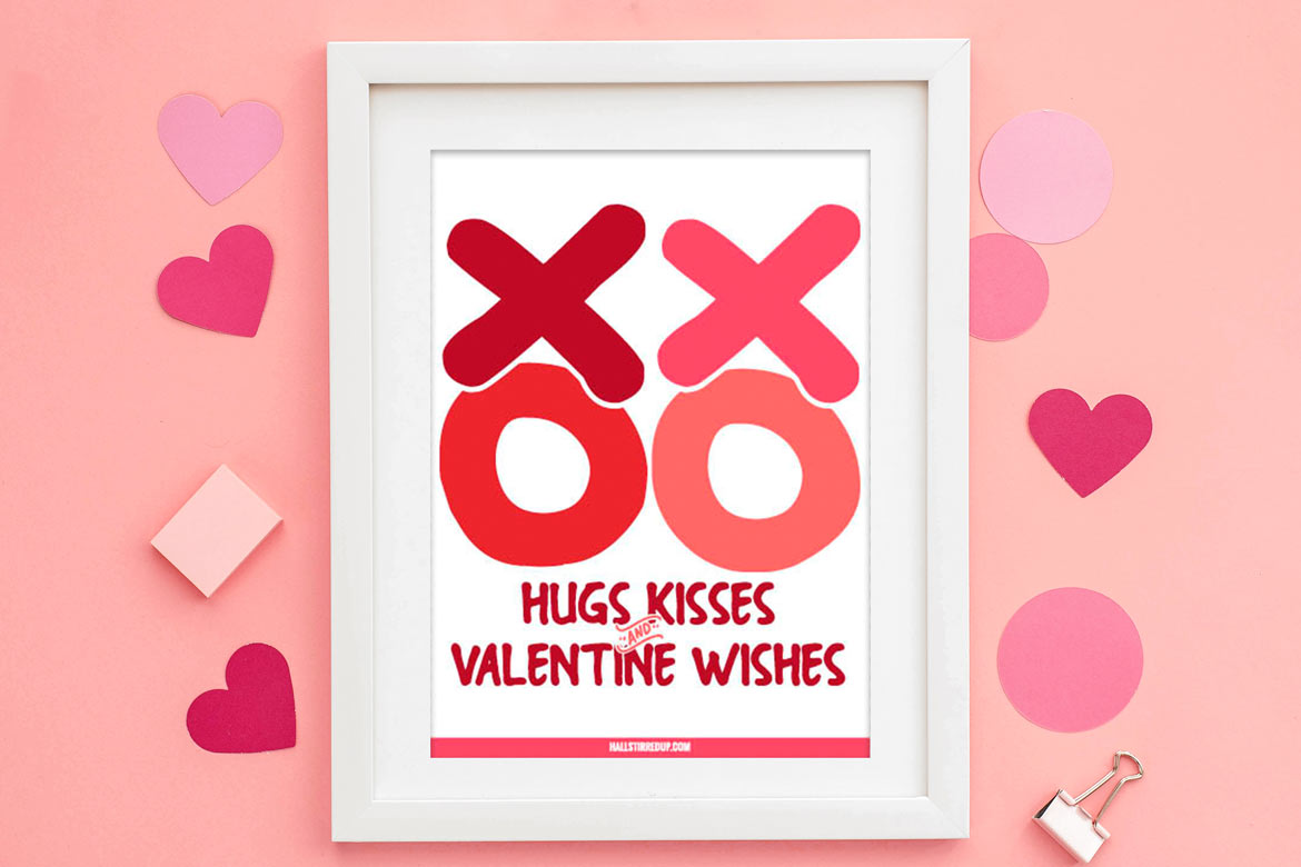 XOXO It’s a fun Hugs and Kisses Valentine printable!