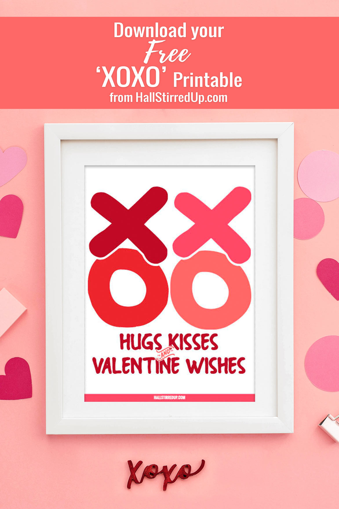 XOXO It's a fun Hugs and Kisses Valentine printable