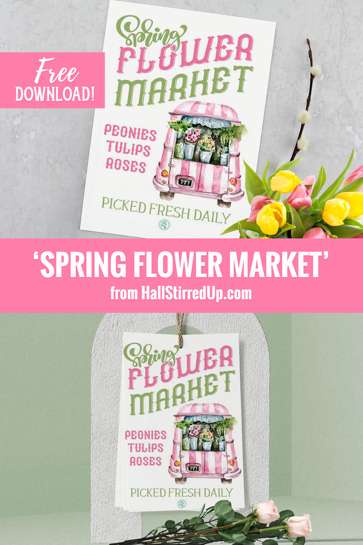 Welcome springtime blooms with a free 'Spring Flower Market' printable sign