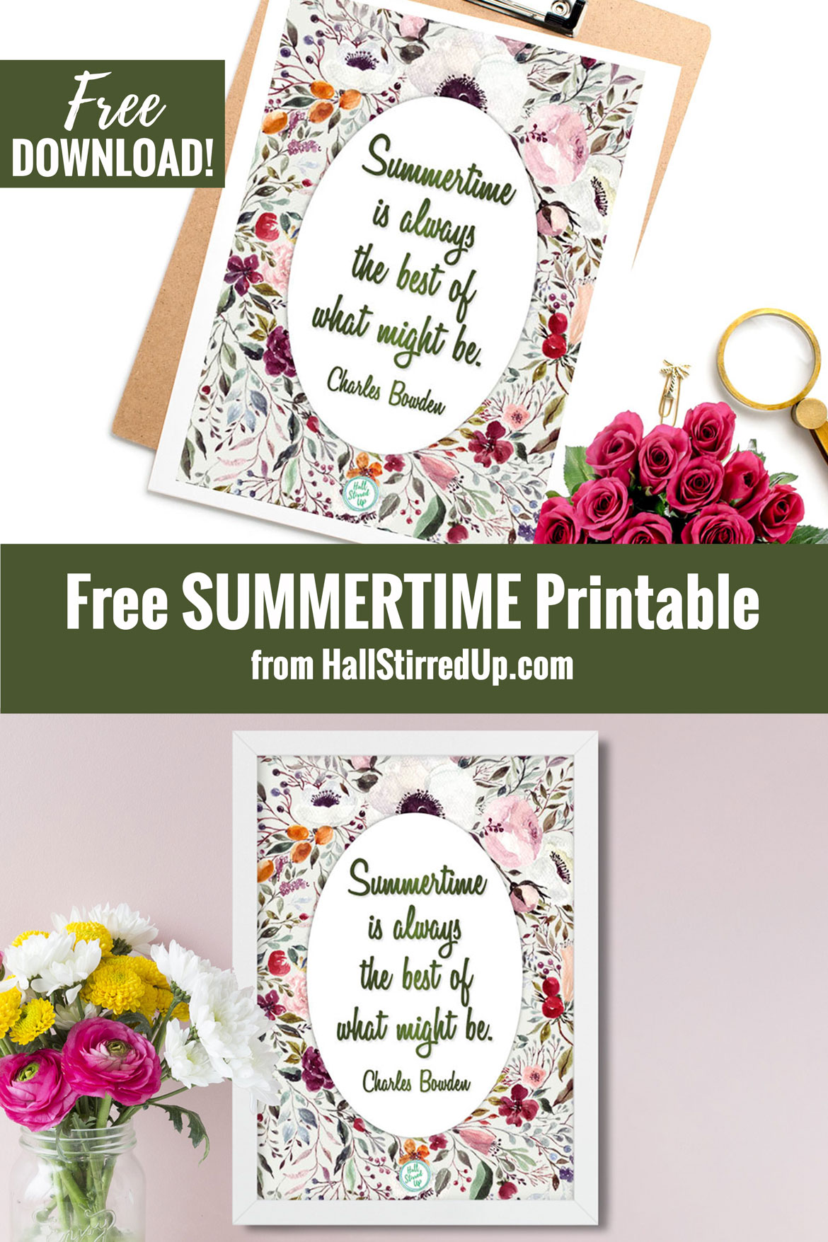 Let's celebrate summertime with a pretty free printable