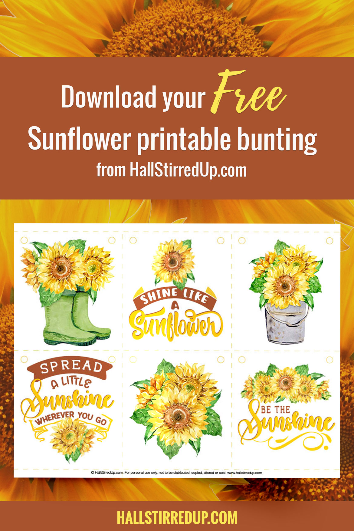 Spread sunshine with a free Sunflower printable bunting