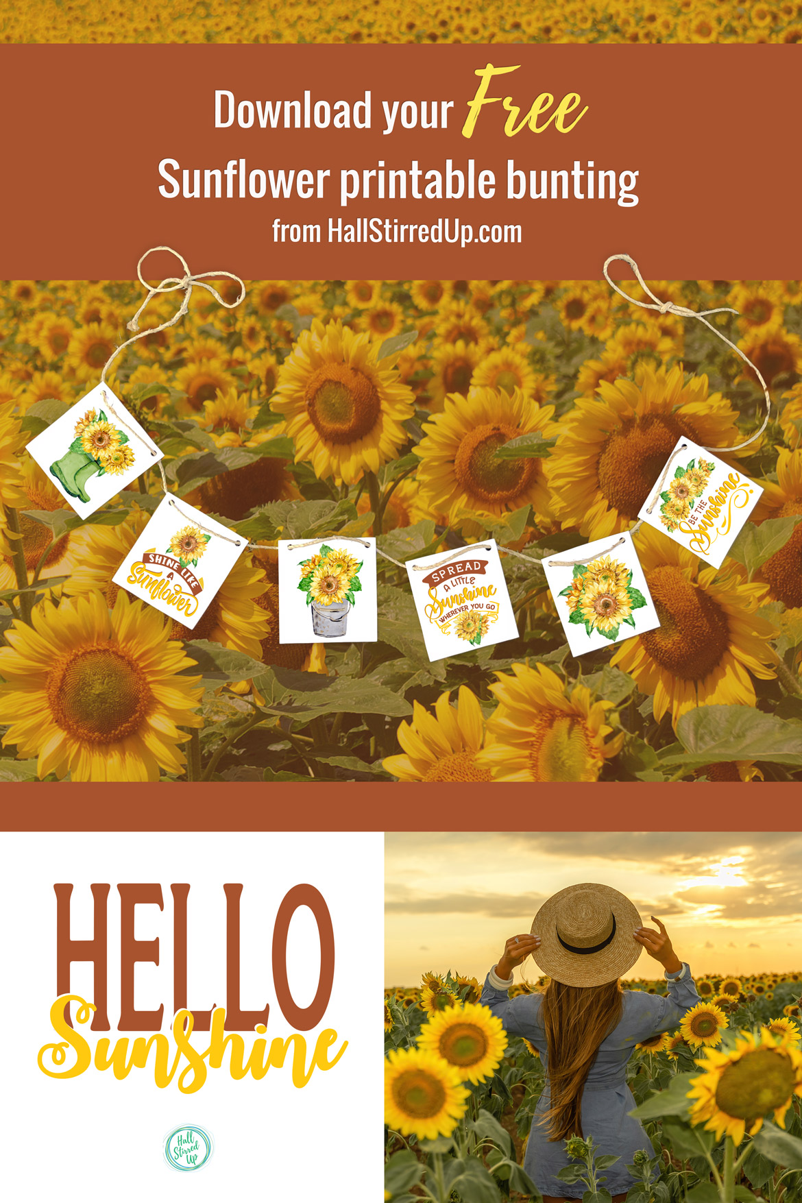 Spread sunshine with a free Sunflower printable bunting