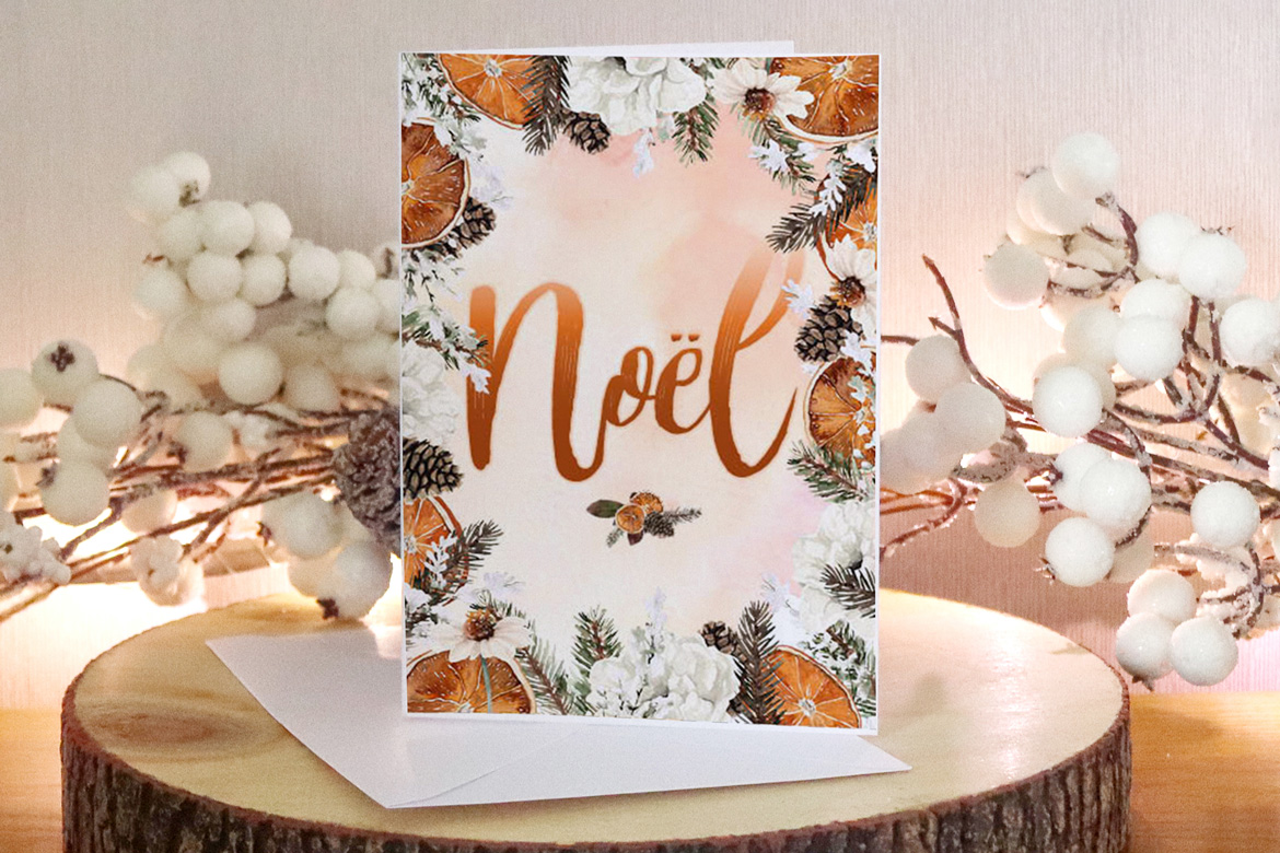 Send Christmas Greetings with a pretty Noel greeting card