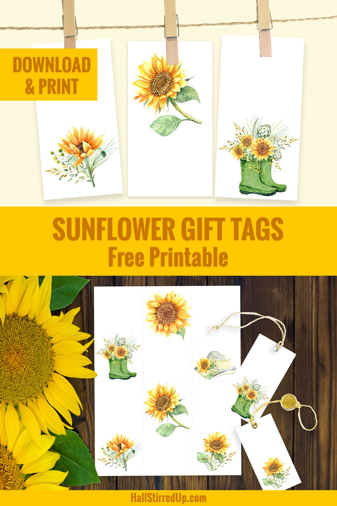 Download a free set of Sunflower gift tags!