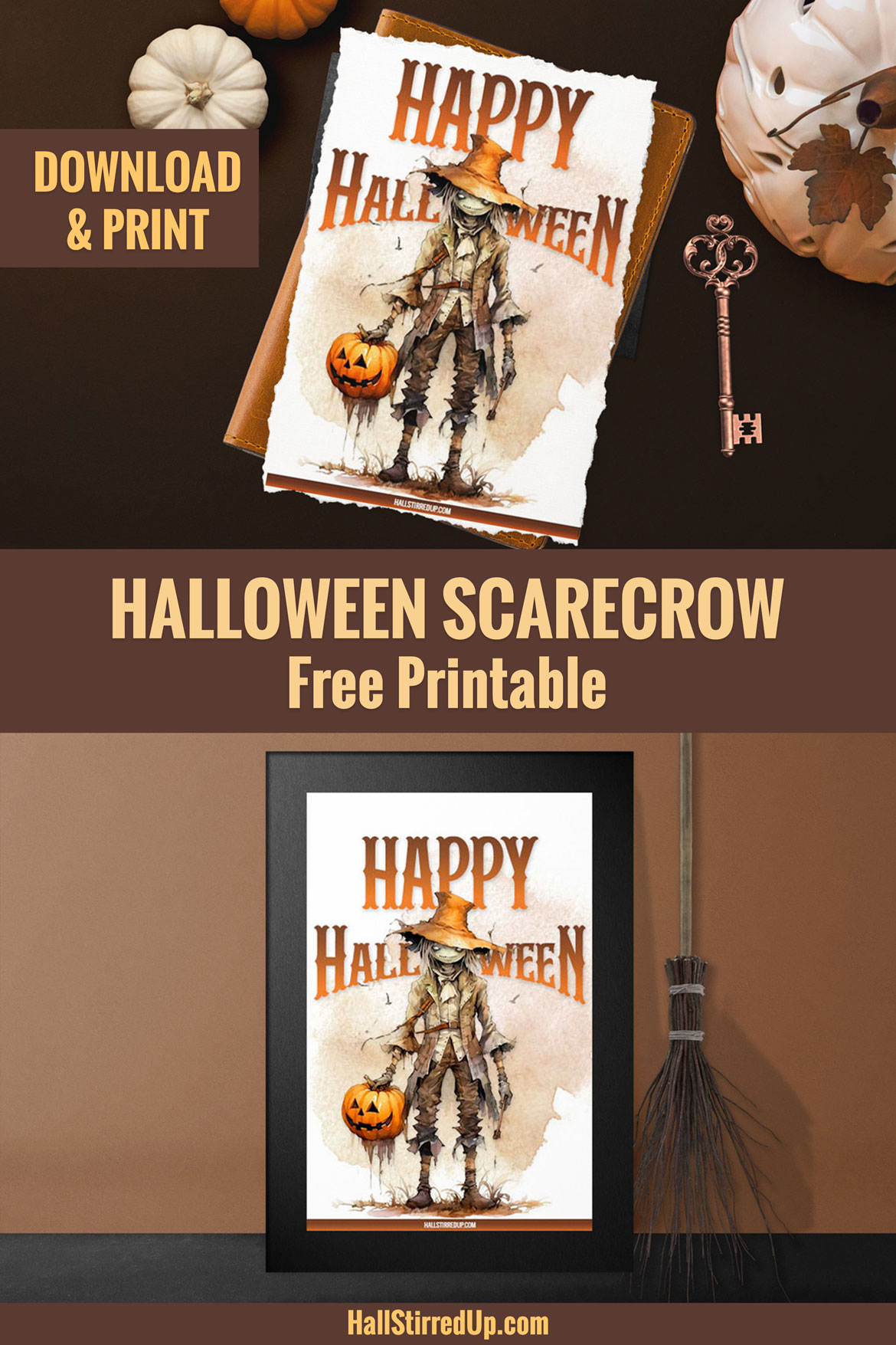 Download a free scary scarecrow Halloween printable