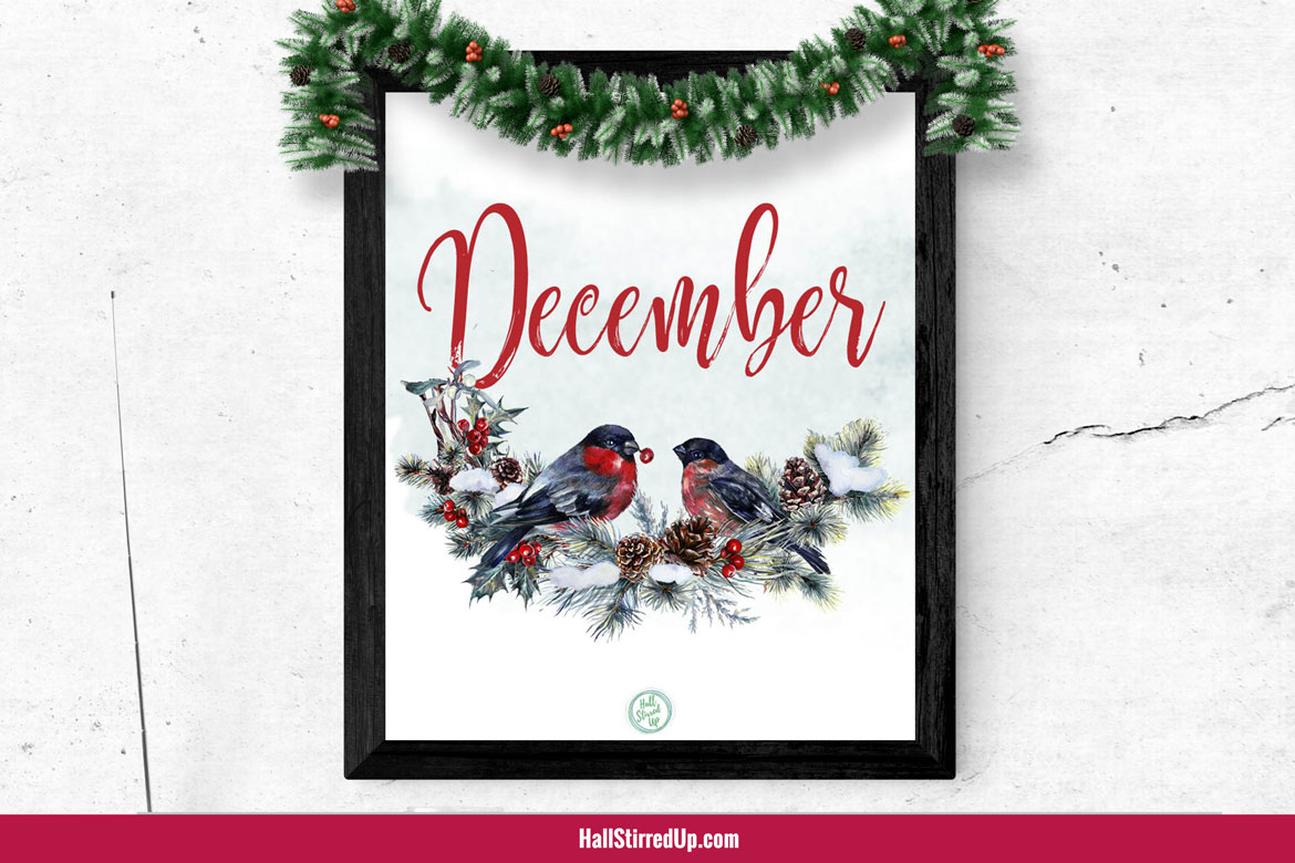 December is here with a pretty free printable!