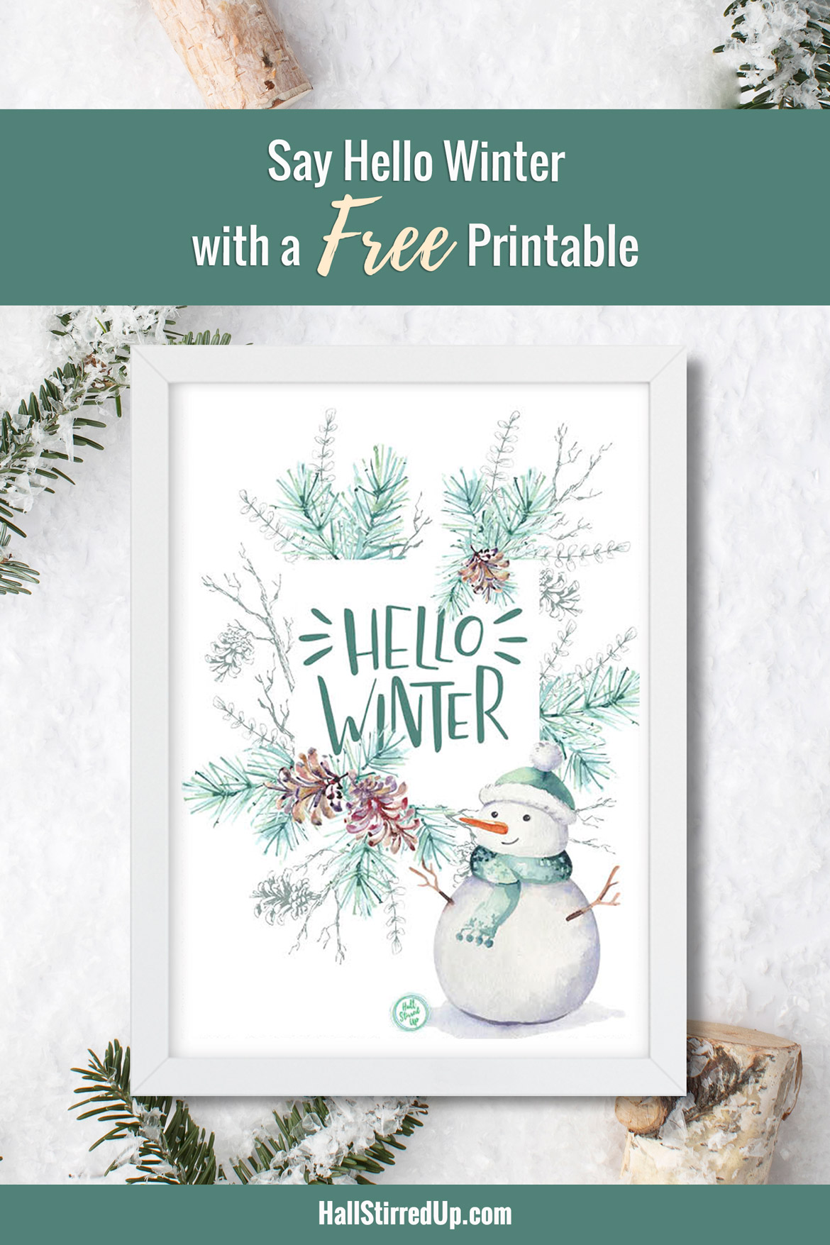 Say Hello Winter with a pretty new printable