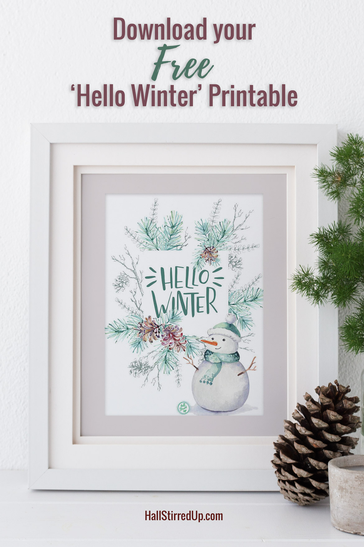 Say Hello Winter with a pretty new printable