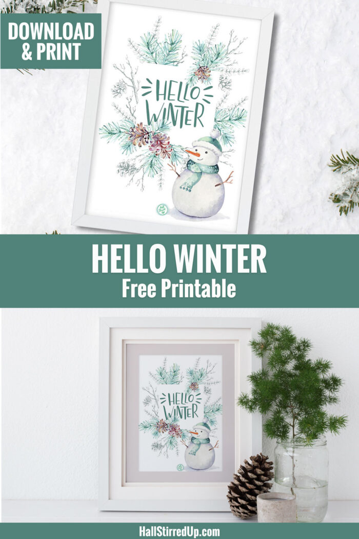 Say Hello Winter with a pretty new printable! - Hall Stirred Up