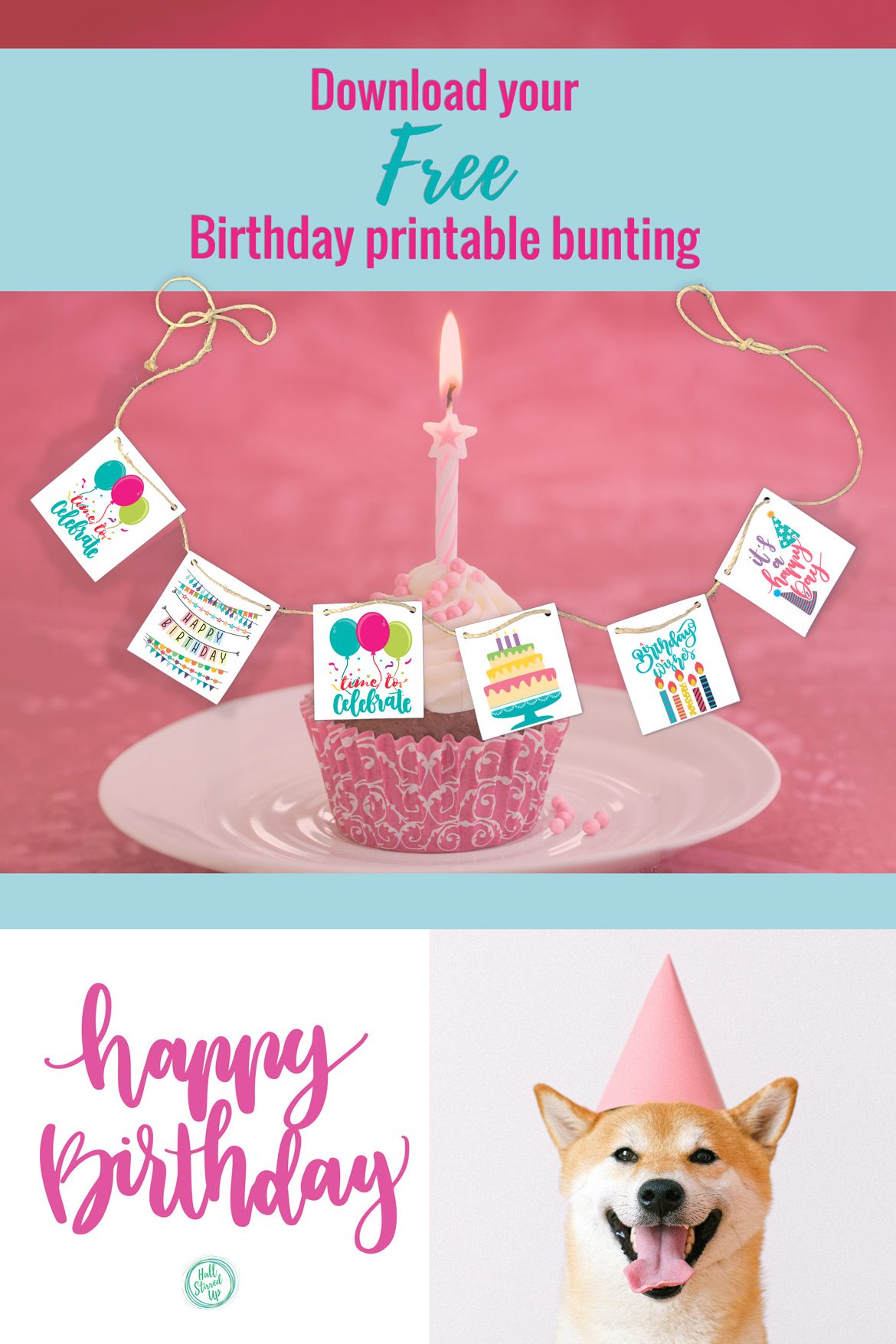 Download a free Birthday Celebration printable bunting