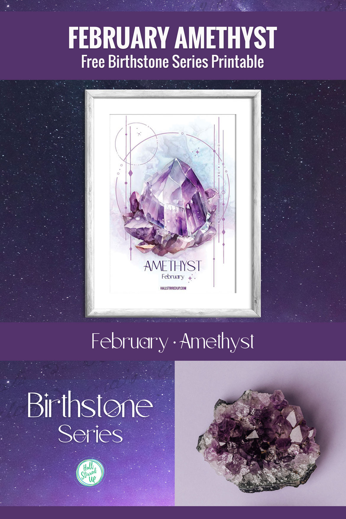 February's birthstone is the beautiful Amethyst - with free printable