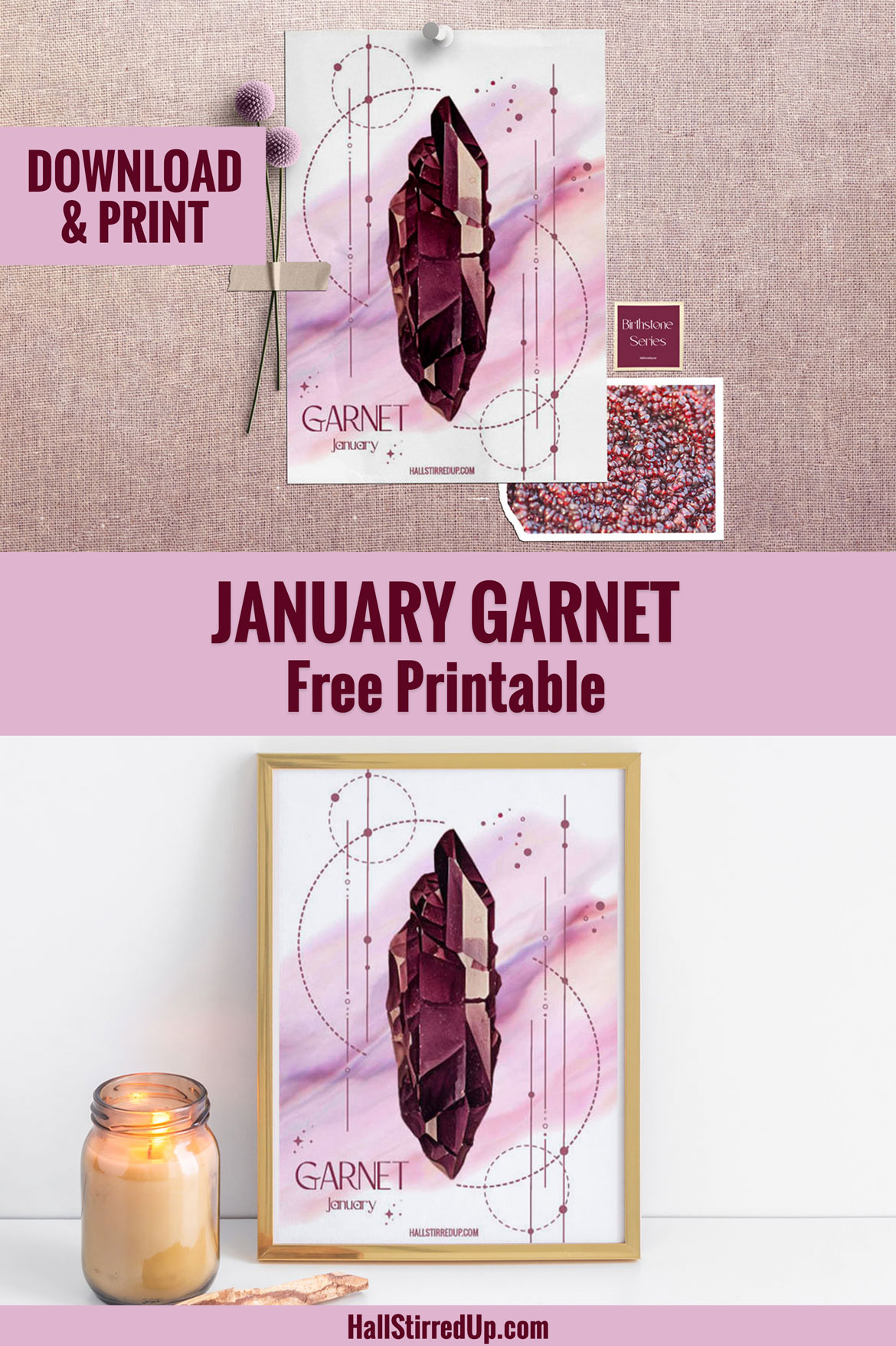 January's birthstone is the beautiful garnet - new series and free printable