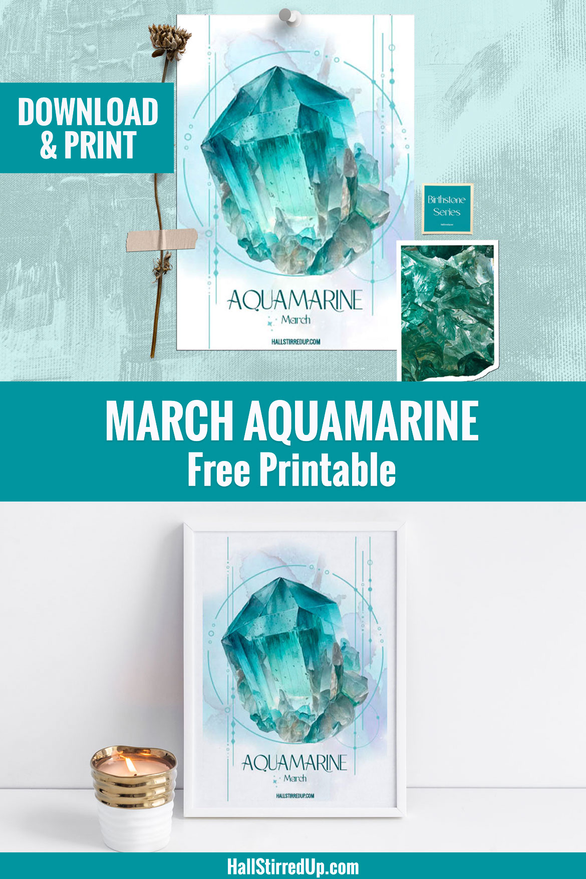 March's birthstone is the gorgeous Aquamarine - with free printable