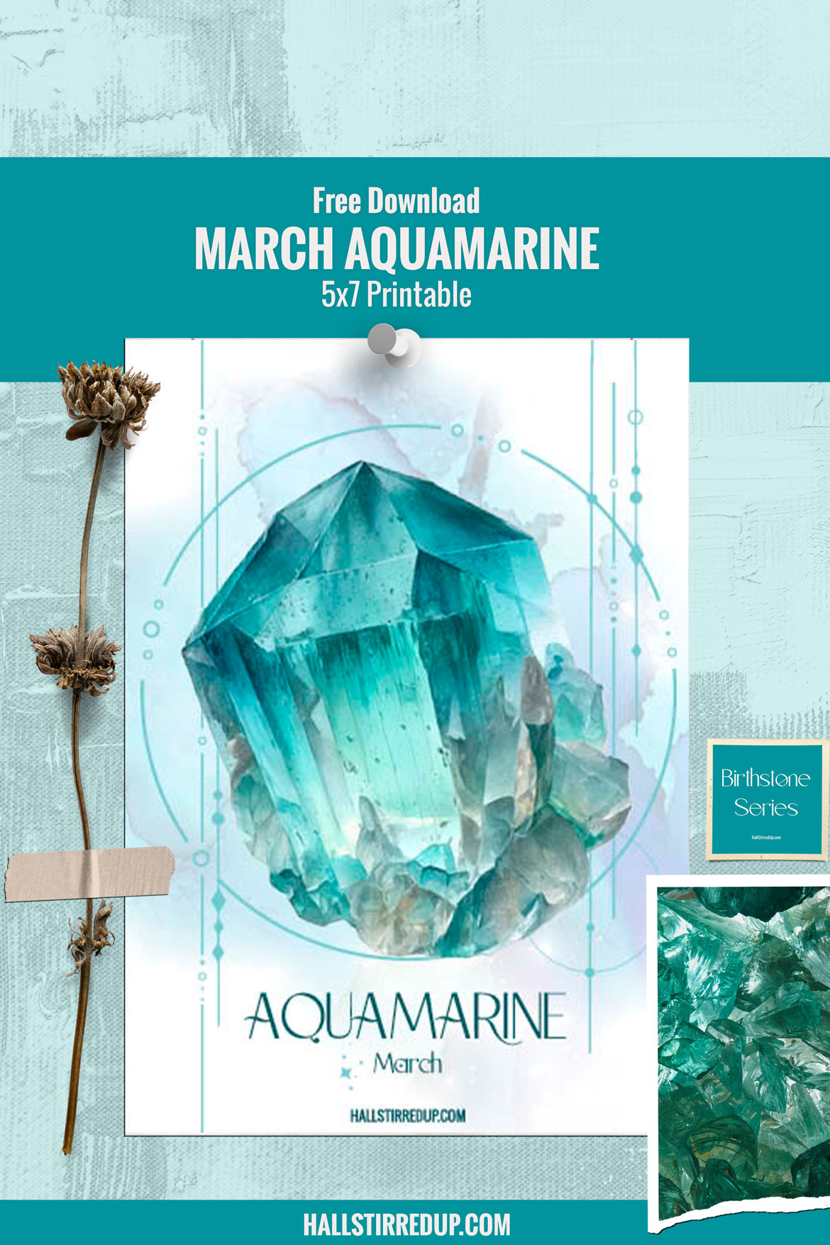 March's birthstone is the gorgeous Aquamarine - with free printable